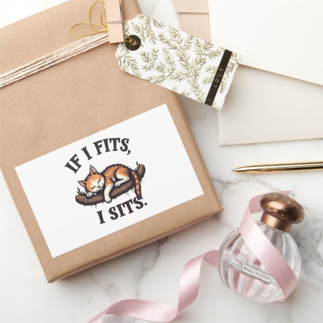 Adesivo Retangular Se Ajustado, Sento Um Gatinho Felino De Gato Engra (Presentear)