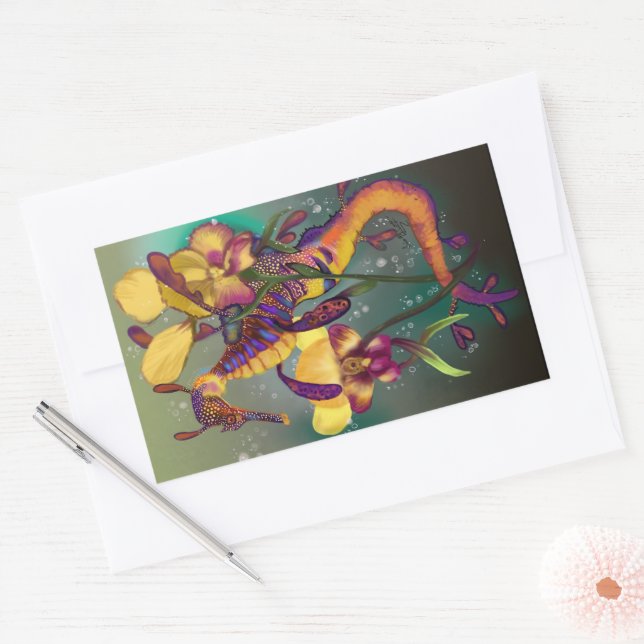 Adesivo Retangular Seadragão fraco com orquídeas (Envelope)