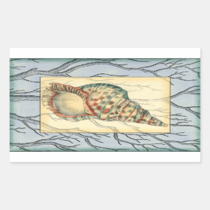 Adesivo Retangular Seashell e Ramais de Árvores