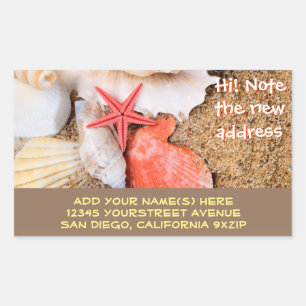 Adesivo Retangular Seashells Starfish Sandy Beach