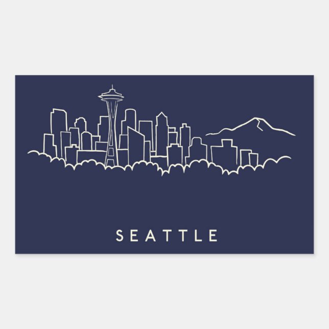 Adesivo Retangular Seattle Skyline (Frente)