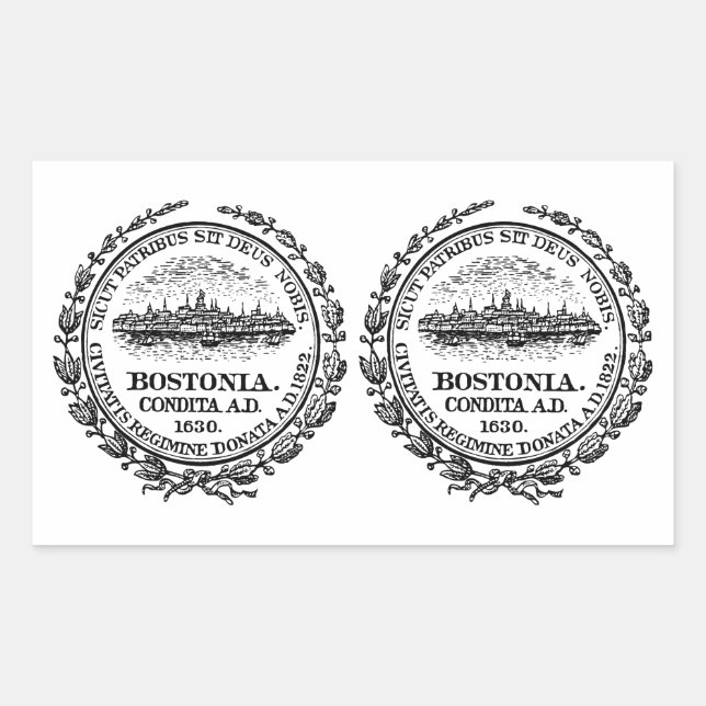 Adesivo Retangular Selo de Boston quatro (duplo) (Frente)