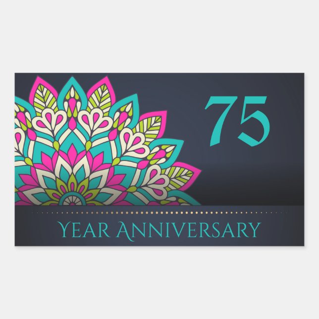 Adesivo Retangular Selo de Envelope de 75 anos (Frente)