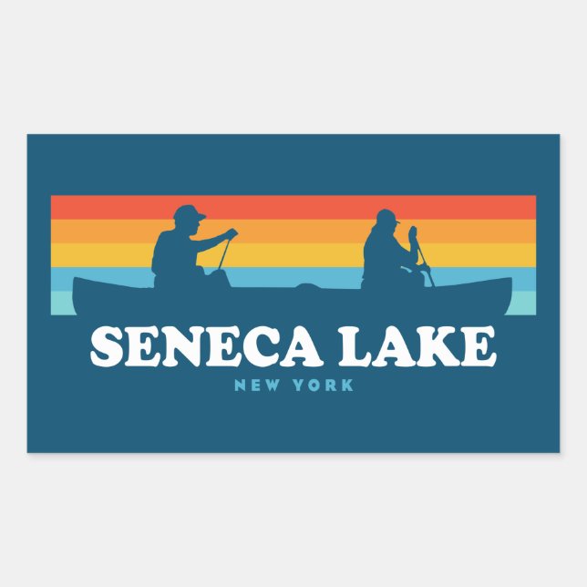 Adesivo Retangular Seneca Lake New York Canoe (Frente)