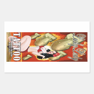 Adesivo Retangular Senhora afortunada Tatuagem