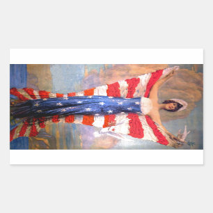 Adesivo Retangular Senhora do vintage da bandeira americana
