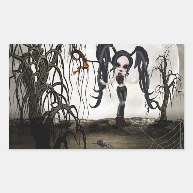 Adesivo Retangular Sepia Gótico Girl (Frente)