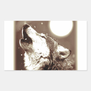 Adesivo Retangular Sepia Wolf & Moon