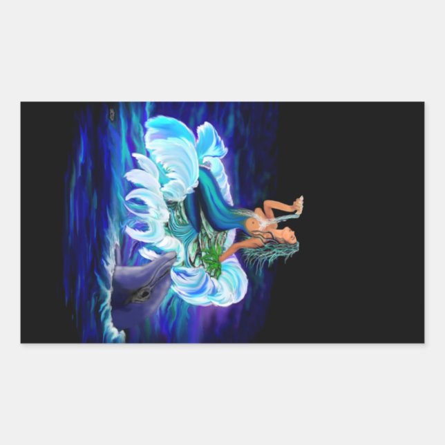 Adesivo Retangular Sereia com golfinho (Frente)