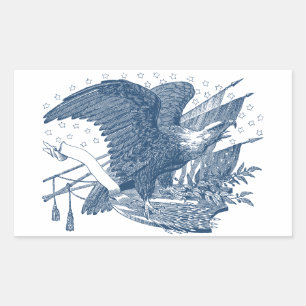 Adesivo Retangular Setas de Bandeira Vintage Patriotic Screaming Eagl