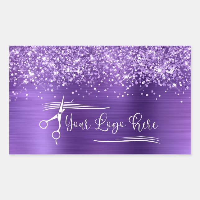 Adesivo Retangular Seu Logotipo Brilhante Amethyst Glam (Frente)