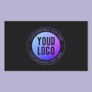 Adesivo Retangular Seu Logotipo & Moderno Gradiente Ombre Azul e Roxo