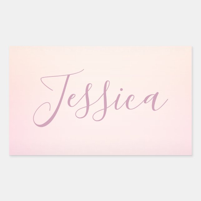 Adesivo Retangular Seu Nome | Elegante Sombreado Soft Script (Frente)