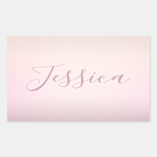 Adesivo Retangular Seu Nome Elegante Sombreado Soft Script