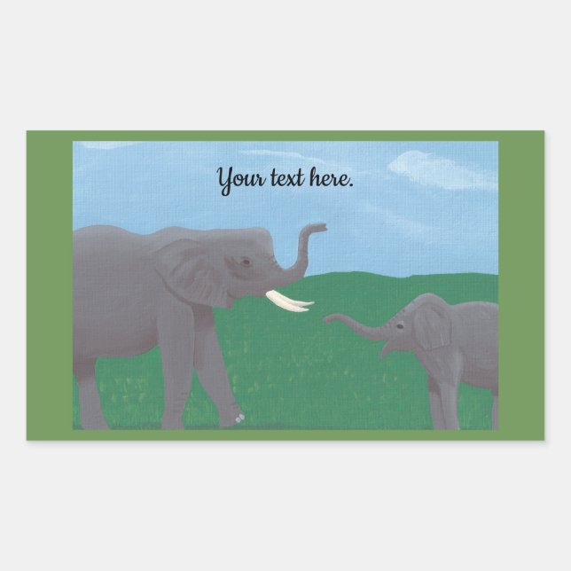 Adesivo Retangular Seu texto, Elefante, Stickers, Mãe e Criança (Frente)