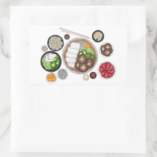 Adesivo Retangular Shabu-Shabu Japão - Comida japonesa Hotpot