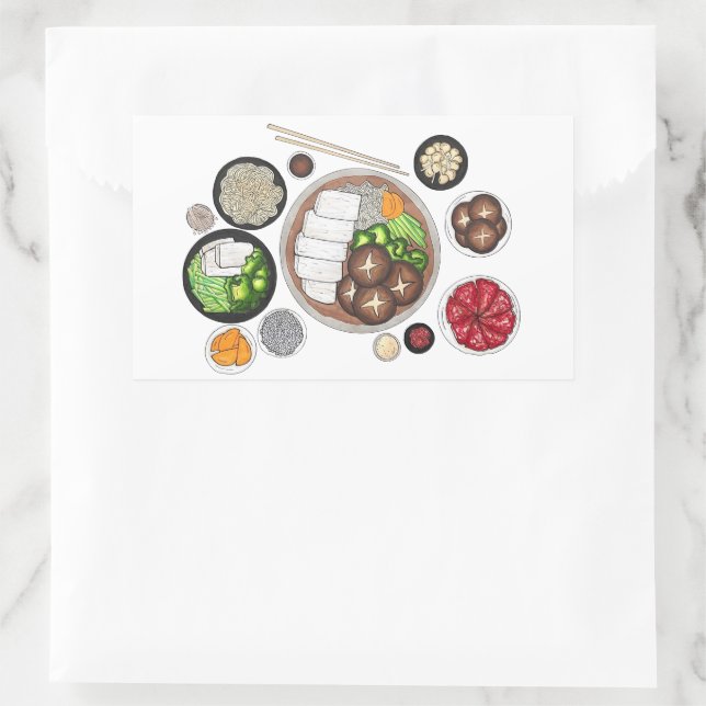 Adesivo Retangular Shabu-Shabu Japão - Comida japonesa Hotpot (Bolsa)