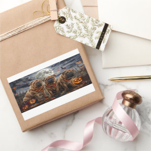 Adesivo Retangular Shar Pei Halloween Spooky