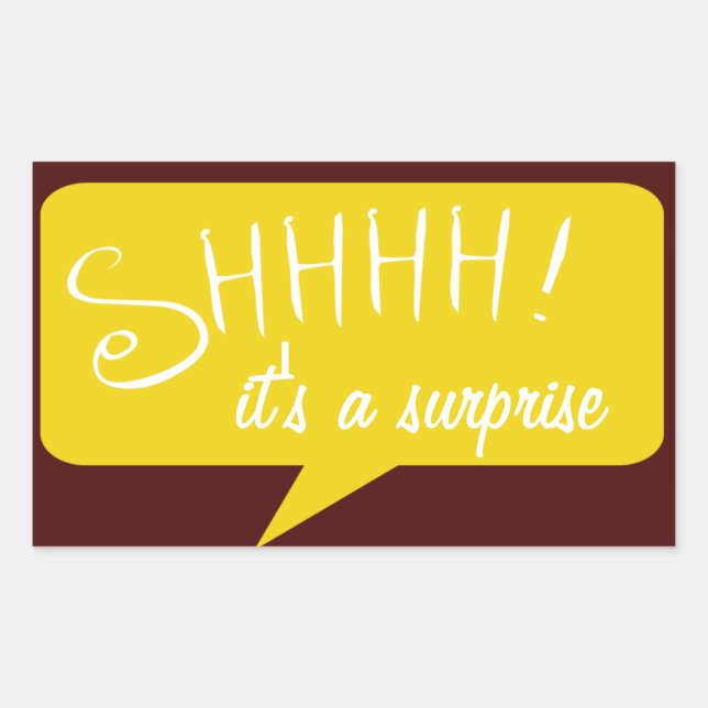 Adesivo Retangular Shhh Surprise Party - Sticker - Maroon e Dourado (Frente)