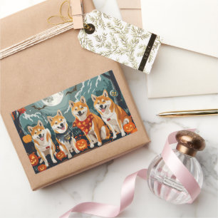 Adesivo Retangular Shiba Inu Halloween Spooky