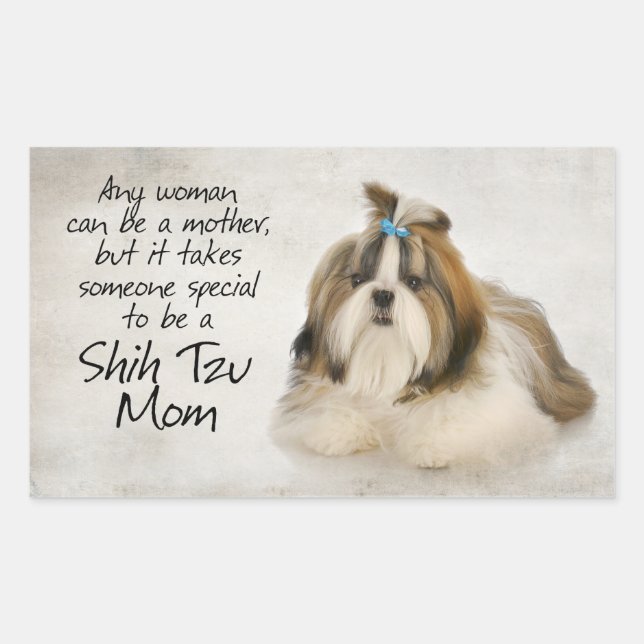 Adesivo Retangular Shih Tzu Mãe Stickers (Frente)