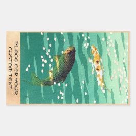 Adesivo Retangular Shiro Kasamatsu Karp Koi Peixe Arte japonesa