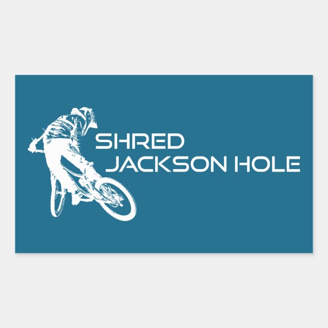 Adesivo Retangular Shred Jackson Hole Wyoming Mountain Biking (Frente)