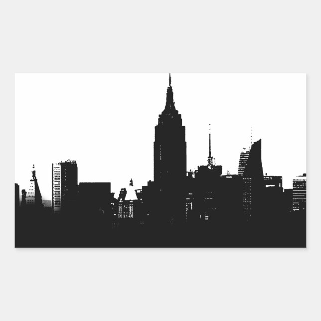 Adesivo Retangular Silhouette Black White New York (Frente)