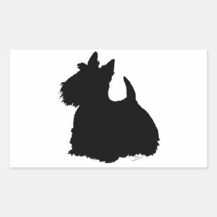 Adesivo Retangular Silhueta Alerta do Terrier Escocês