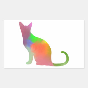 Adesivo Retangular Silhueta de Gato de Água