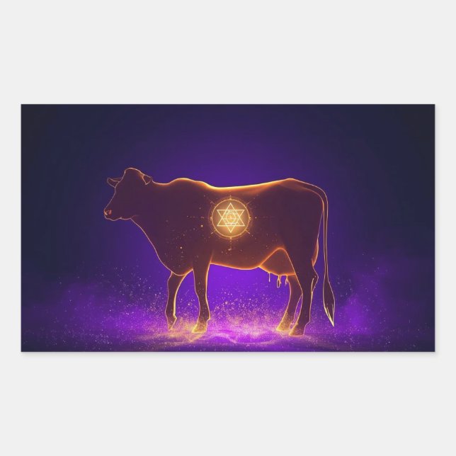 Adesivo Retangular Silhueta de Vaca Divina | Govardhan Puja Espiritua (Frente)