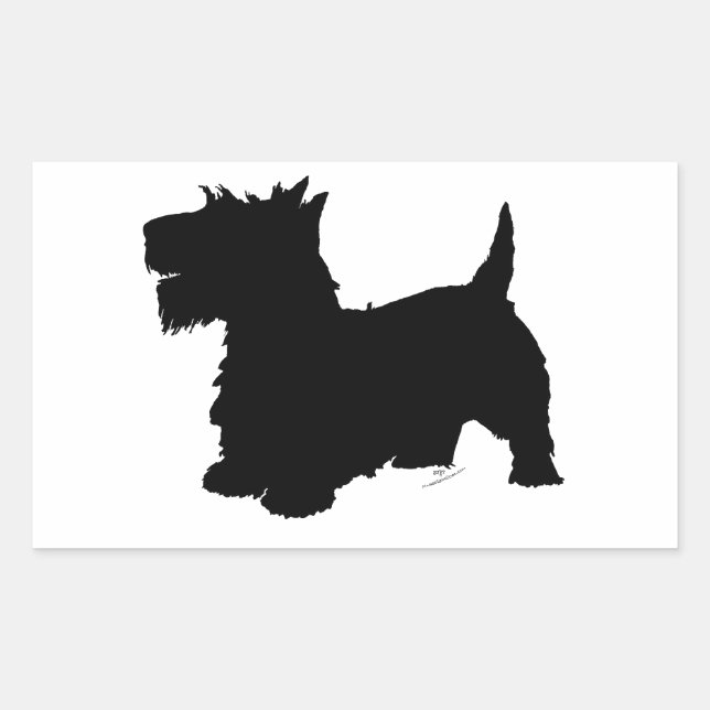 Adesivo Retangular Silhueta do Terrier Escocês (Frente)