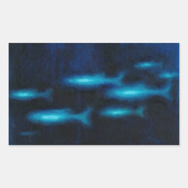 Adesivo Retangular Silhuetas de Peixes Translúcidos (Frente)