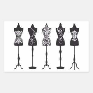 Adesivo Retangular Silhuetas dos manequins da forma do vintage