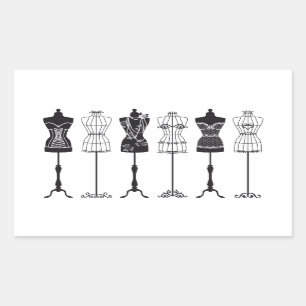 Adesivo Retangular Silhuetas dos manequins da forma do vintage