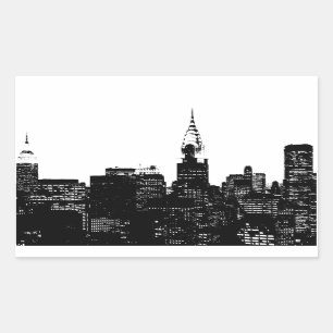 Adesivo Retangular Silhuette Black & White New York