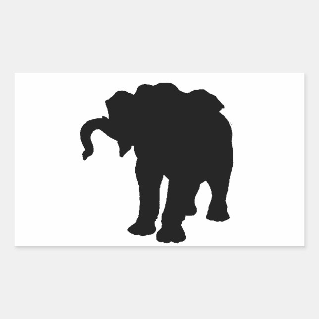 Adesivo Retangular Silhuette de Elefante pop Art (Frente)