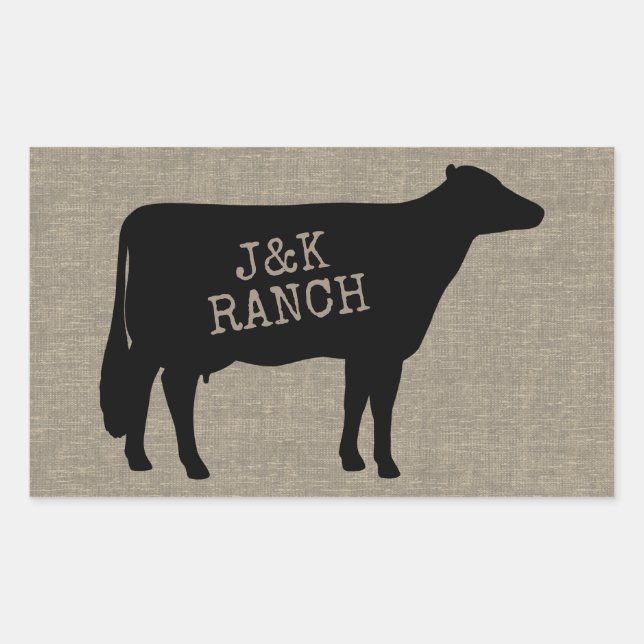 Adesivo Retangular Silhuette de vaca Black Holstein Personalizado (Frente)