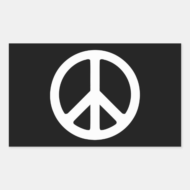 Adesivo Retangular Símbolo da Paz Preto e Branco (Frente)
