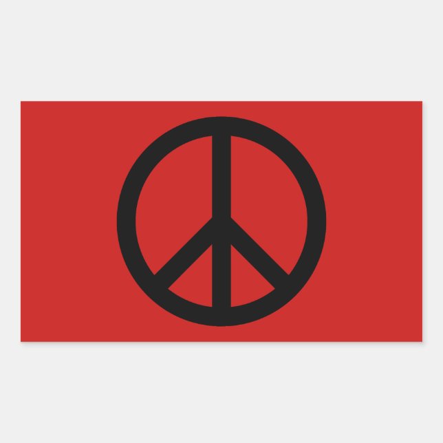 Adesivo Retangular Símbolo da Paz Preto e Vermelho (Frente)