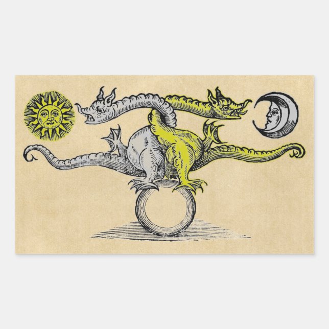 Adesivo Retangular Símbolo de Dragões Dourados e Prateados (Frente)