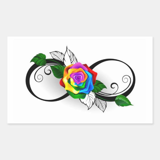 Adesivo Retangular Símbolo de Infinito com Rosa Arco-íris (Frente)