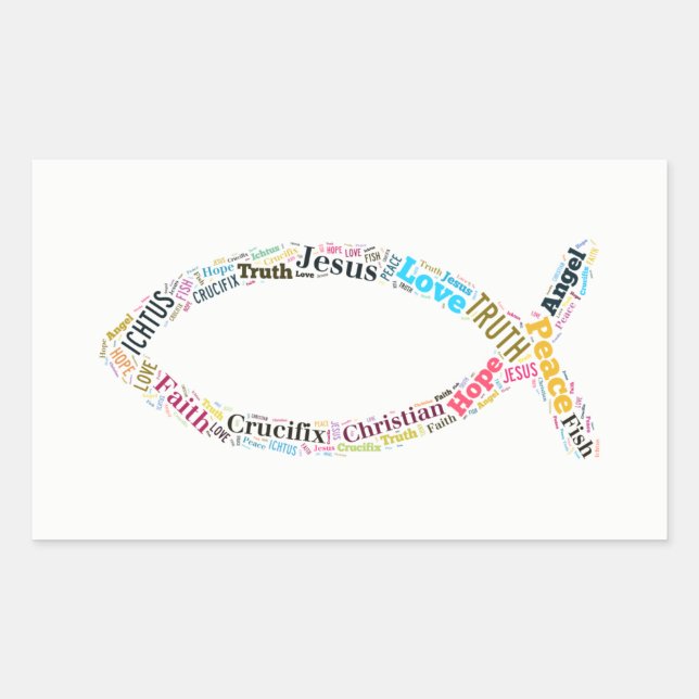 Adesivo Retangular Símbolo de Peixe Cristão (Frente)