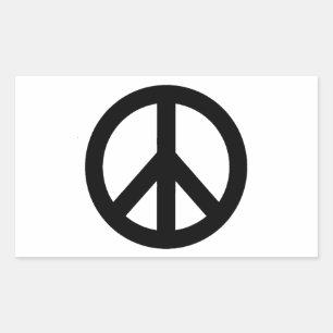 Adesivo Retangular Símbolo de Sinal de Paz Branco Preto