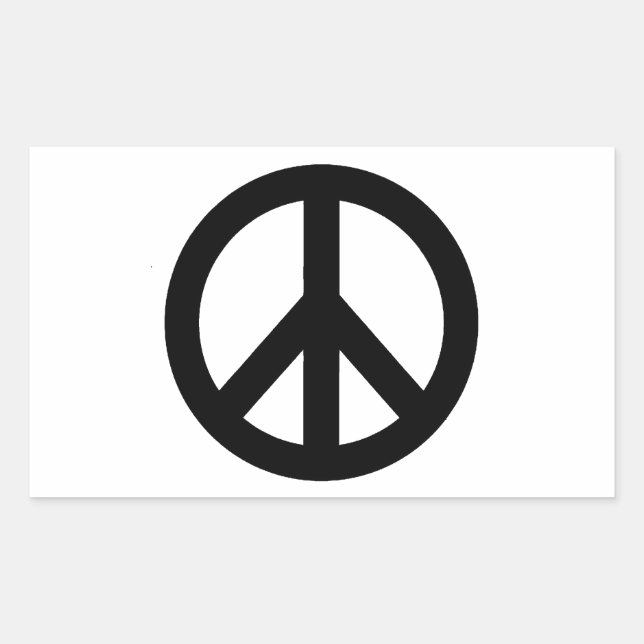 Adesivo Retangular Símbolo de Sinal de Paz Branco Preto (Frente)