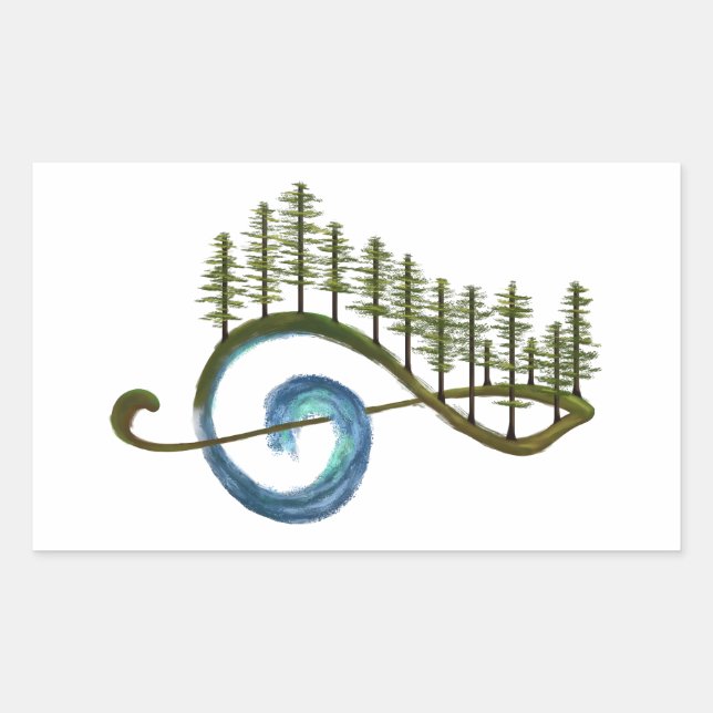 Adesivo Retangular Símbolo Musical Sol Key Sticker (Frente)