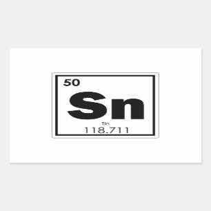 Adesivo Retangular Símbolo químico de estanho geek de fórmula química