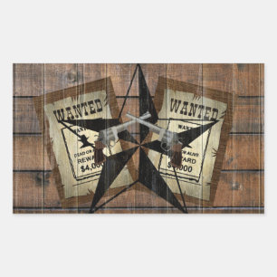 Adesivo Retangular Símbolo Russo Texas Star Western Dual Pistols