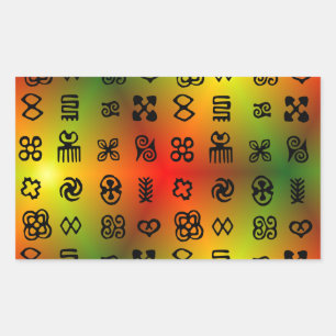 Adesivo Retangular Símbolos de Adinkra com cores africanas