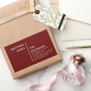 Adesivo Retangular Simples Branca de Borgonha Mínima Moderna